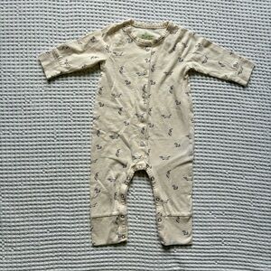 Little Liam x Kate Quinn Long Sleeve Cream Romper – Dachshund Dog Print: 18-24M